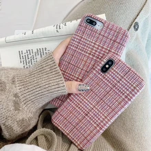 Funda de lujo para teléfono de tela Rosa preparada con tartán británico bonito para iphone 7 8 6 6S plus X XR XS MAX funda para el iphone 7 couqe