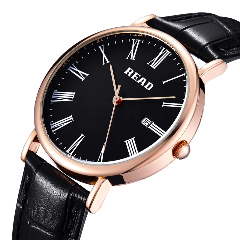 

READ brand new 2019 sport luxury simple gentleman watches for boy or men brown /black leather strap date heren horloge 2021