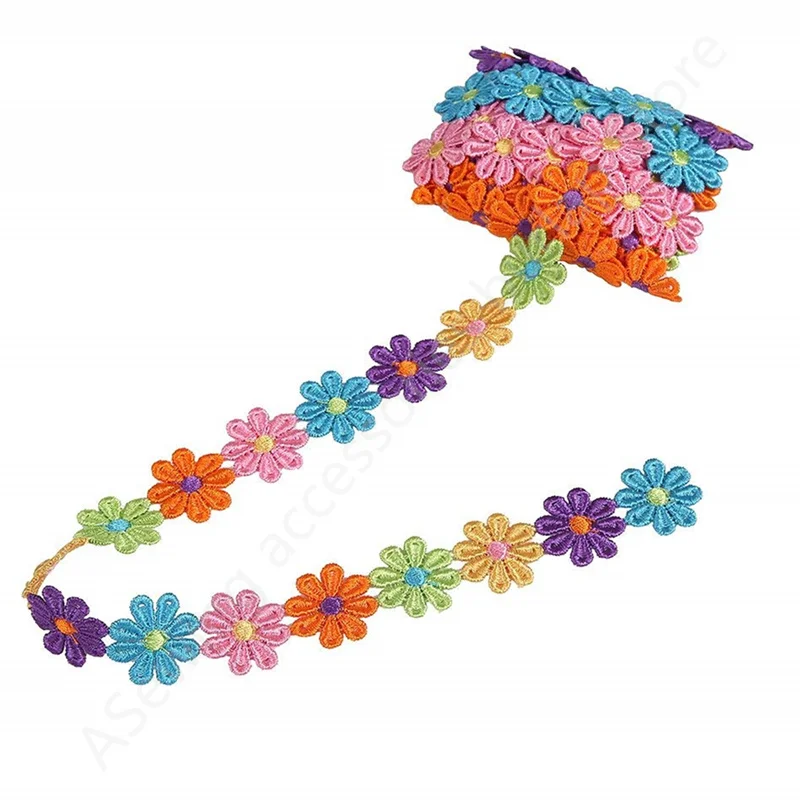 3 ярда 2,5 см красочные ромашки вышитые цветы Кружева отделка DIY кружева ленты любовь швейные принадлежности рукоделие 5BB5502 - Цвет: 5