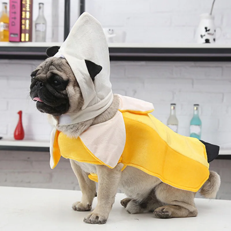 Домашнее животное косплей костюм банан Туника забавная тема нарядное платье Хэллоуин для домашней собаки Костюм домашнее животное праздничная одежда