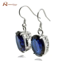 Классические подлинные Винтажные серьги из стерлингового серебра 925 пробы, украшения для резьбы, сферические женские серьги с синим камнем и кристаллами для женщин