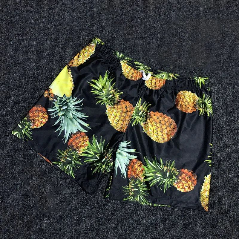

Swimwear Couple Men Swimming Panties Pineapple Printed boardshorts Pants Male Summer Beach Bathing Trunks Swimwear plus size