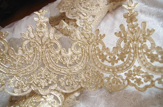 Золотой шнурок кружева отделка двором ретро Цветочная кружевная отделка|lace