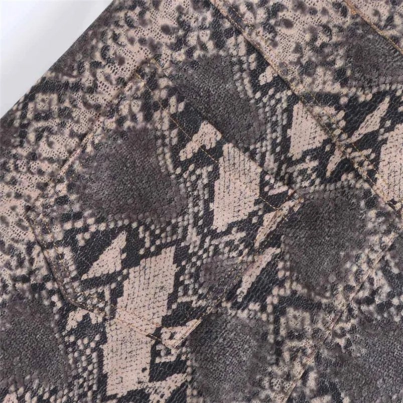 Skirt Elegant For Women Sexy Snake Print Skirts Elastic Suede High Waist Zipper Button Short Mini Autumn Bodycon Skirt R24 (9)