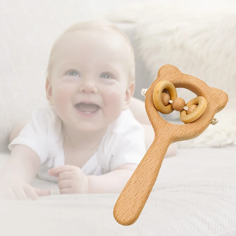 wooden rattle teether