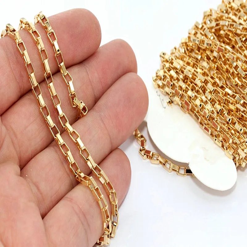 

raw brass 24k Shiny Gold Chain.( .Nickel Safe Lead Safe) -- 3mm , BXB287
