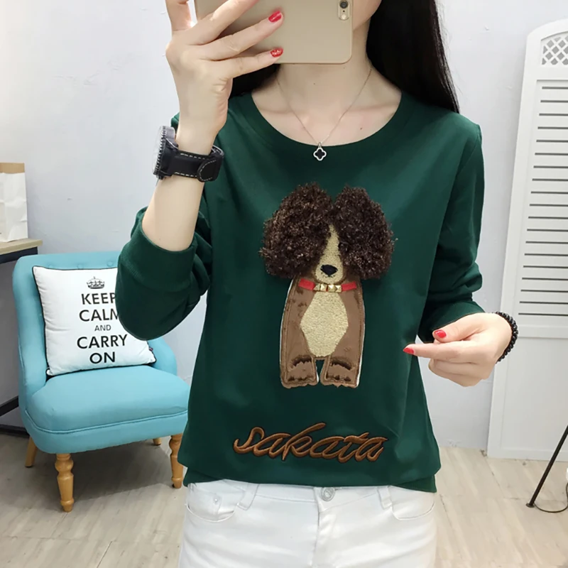 Shintimes الحيوان T قميص المرأة الخريف والشتاء تي شيرت طويلة الأكمام فضفاضة زائد حجم شيرت إمرأة المحملة قميص فام Poleras موهير Shintimes الحيوان T قميص المرأة الخريف والشتاء تي شيرت طويلة الأكمام فضفاضة زائد حجم شيرت إمرأة المحملة قميص فام Poleras موهير