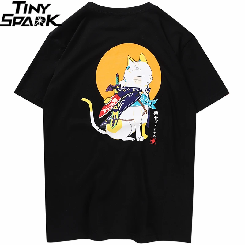 

2019 Men T Shirt Ninja Cat Ukiyoe Japanese Style Harajuku T-Shirt Streetwear Hip Hop Tshirt Cotton Short Sleeve Summer Tops Tees