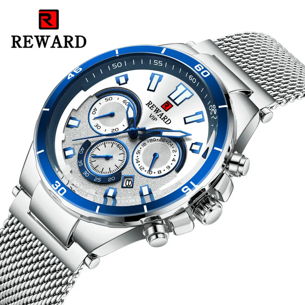 

Luxury Brand Man Watches Ultra Thin Quartz Waterproof Chronograph Watch Silver Mesh Strap Business Clock Men Fashion Wristwatch