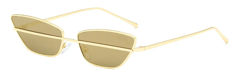 SHAUNA, новинка, популярные маленькие солнцезащитные очки "кошачий глаз", женские, уникальные, прозрачные, красные, мужские, ретро, зеркальные, UV400 - Цвет линз: Luxury Gold Mirror
