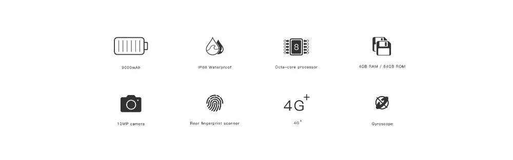 Perfect POPTEL P9000 MAX Mobile Phone MTK6750 Octa Core RAM 4GB ROM 64GB Android 7.0 IP68 Waterproof 5.5" 13.0MP 9000mAh 4G Smartphone 1