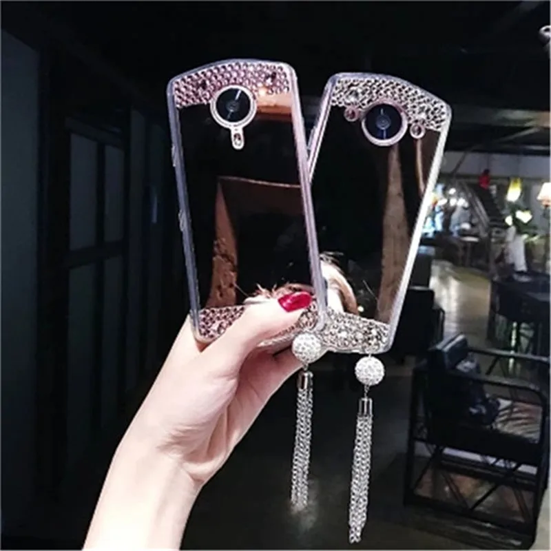 

LaMaDiaa Luxury Bling Diamond Mirror Case for Samsung Galaxy S10 Plus S7 edge S8 S9 Plus Note 8 Note 9 Tassel Pendant Cover