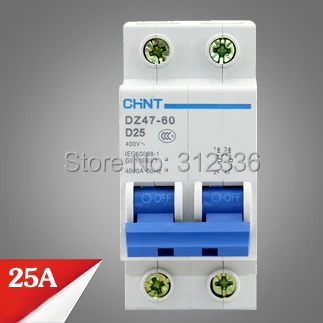 Free Shipping circuit breaker DZ47-60 C25 2P 25A 2 pole domestic C type small air switch unipolar Electric shock protection |
