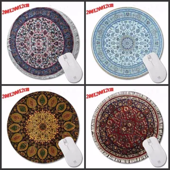 

Persian Carpet New Arrivals Computer Gaming Round Mouse Pad Gamer Play Mats Customization Supported Decorate Desk 200*200*2CM
