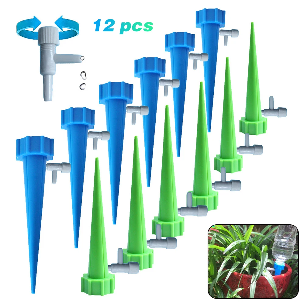 

12PCs Plant Water Seepage Organ Automatic Drop Dawdler Valve Adjust Flower Self Watering Spikes Stakes Irrigation System