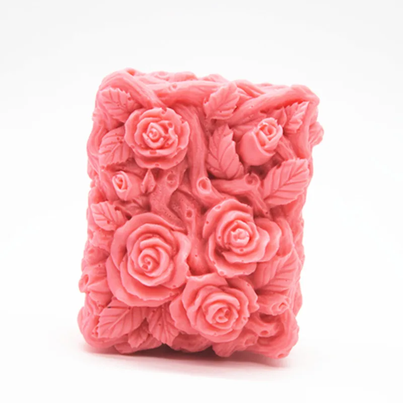 3D Rose Rectangle Soap Silicone Mold lace flower cake mould Handmade Soap Making mould