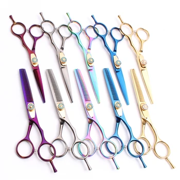 

1Pair 6 inch 17.5cm Engraving Brand 440C Barber Scissors Hairstyle Cutting Scissors Thinning Shears Professional Hair Scissors