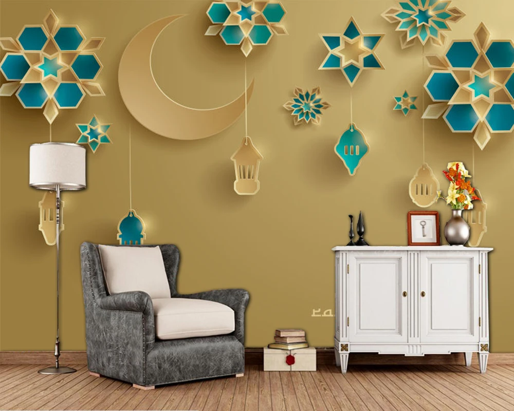 Papel De Parede Golden Islamic Paper Cut Background 3d Wallpaper,living  Room Kids Room Sofa Tv Wall Wall Papers Home Decor Mural - Wallpapers -  AliExpress