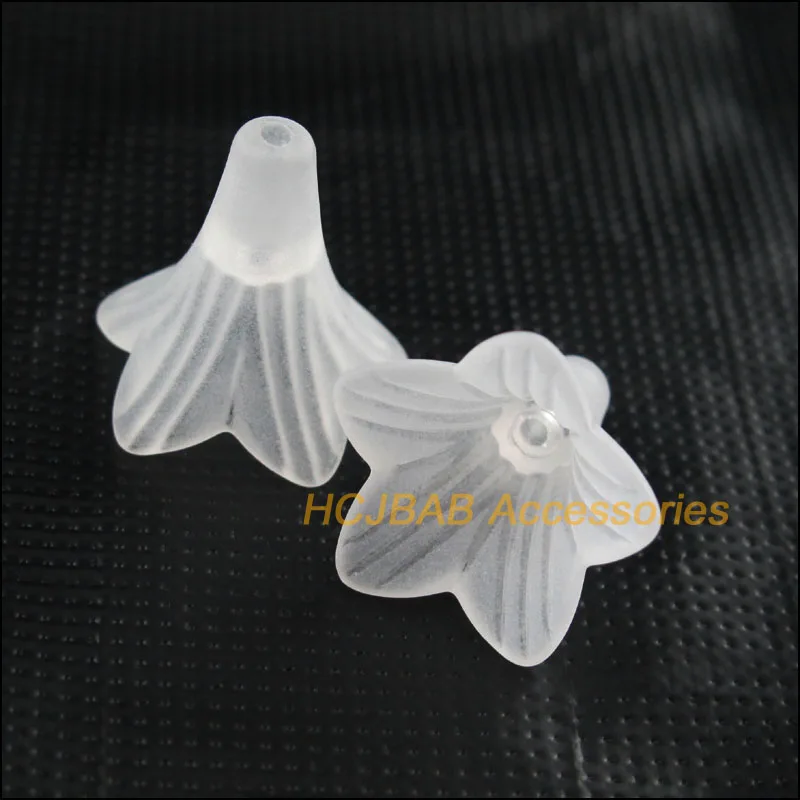 

12Pcs White Acrylic Plastic Horn Flower Spacer Beads End Caps Charms 22mm