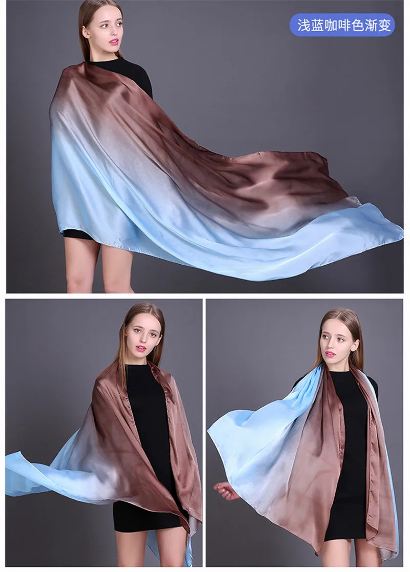 RUNMEIFA роскошный бренд лето и осень женский шелковый шарф градиентные шали пашмины женский палантин, шарф длинный мягкий foulard Soie