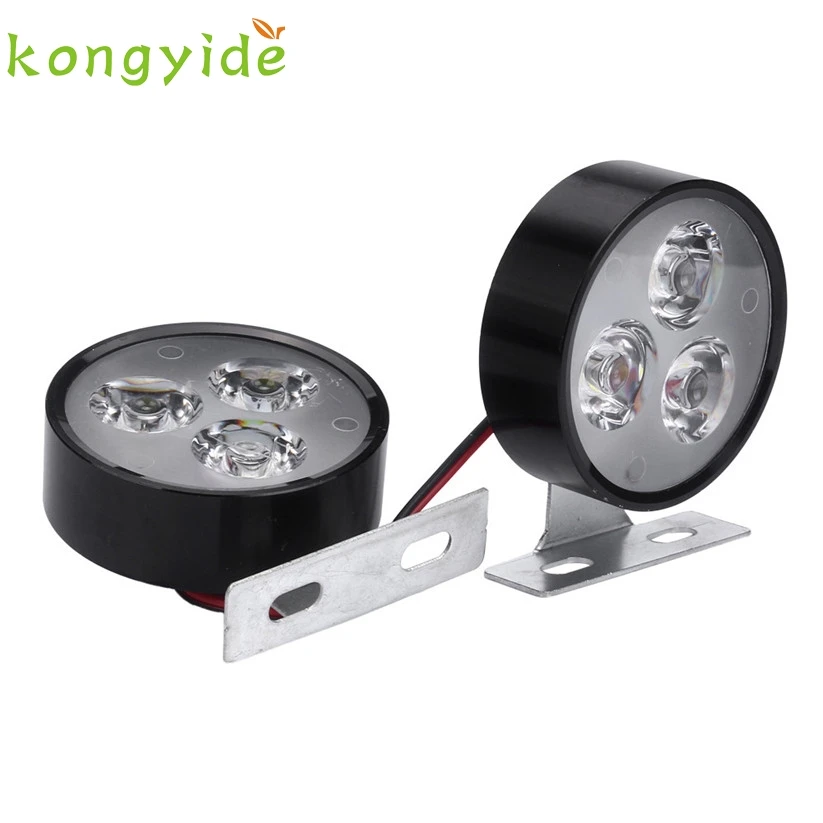 

2x Car 3LED 6W Round DRL Daytime Running Driving Fog LED Light Lamp Bulb fe9