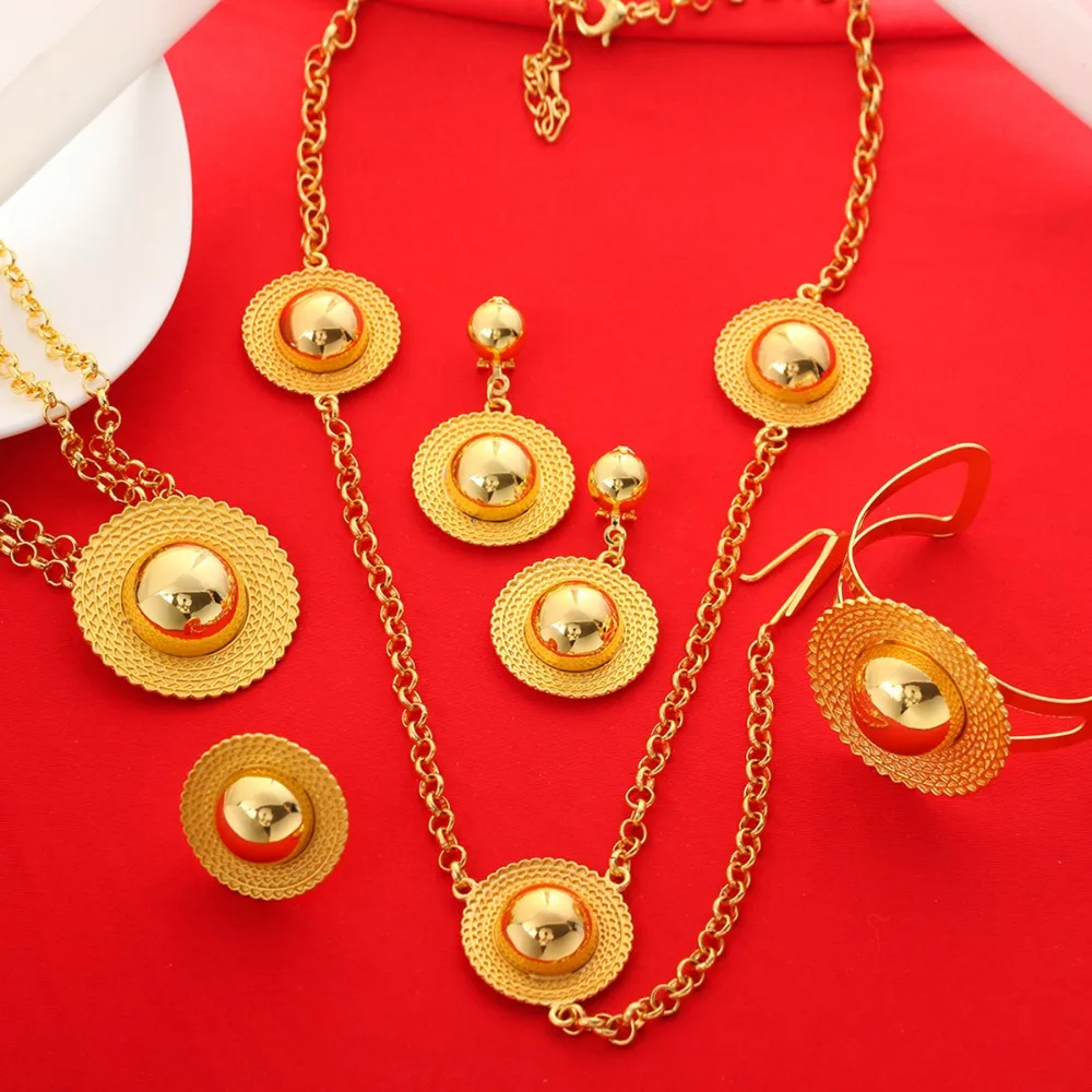 Эфиопский крест комплект ювелирных изделий золото Цвет наборы хабеша Свадебные Эритрея украшения Эфиопия