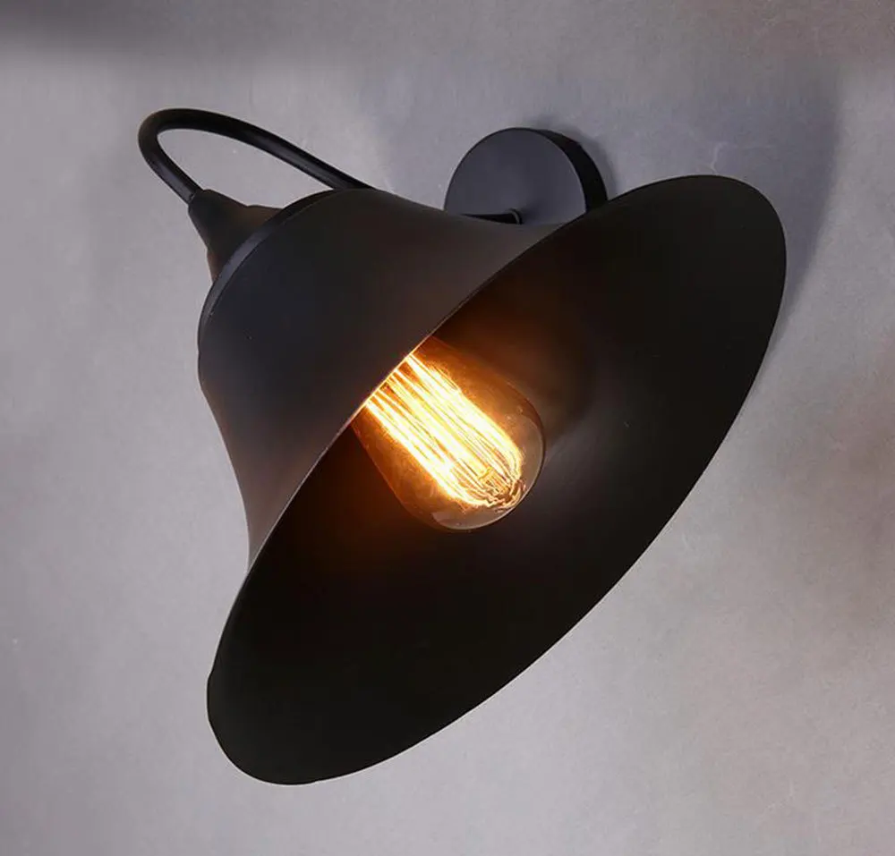 

Nordic vintage designer lamps creative bedside bedroom single-head black wrought iron balcony stairs Edison lamps wall lamp