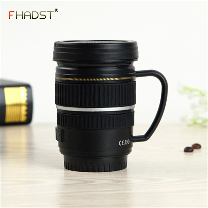 

220ML New Creative Lens Emulation Camera Mug Coffee Cup Lens Shaker Stainless Steel Bottle Handgrip With Lid High Quality Gift