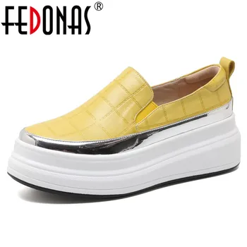 

FEDONAS 2020 New Quality Genuine Leather Women Flats Slip On Shallow Casual Shoes Woman Comfortable Breathable Women Sneakers