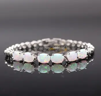 

Fashion White Gold Color Fire Opal&Zircon Bracelet Bangle For Women Lady Birthday Gift 5colors