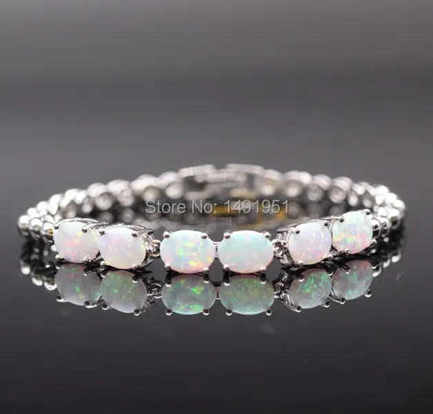 Fashion White Gold Color Fire Opal Zircon Bracelet Bangle For Women Fashion White Gold Color Fire Opal Zircon Bracelet Bangle For Women Lady Birthday Gift 5colors