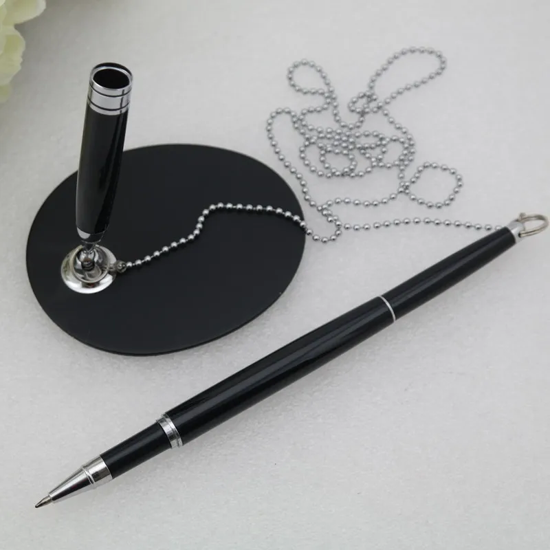 Peças para um Mesa de Escritório Pena de Cadeia Gel com Corrente de Metal Negócio Muito Recepção Canetas Pen Stand Titular Anti-passear 10 6 Canetas de gel