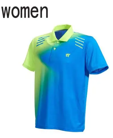 Женские/мужские майки для бадминтона, Женская теннисная одежда, рубашка, настольная теннисная одежда, теннисная рубашка, одежда для поезда, футболка - Цвет: Women Blue