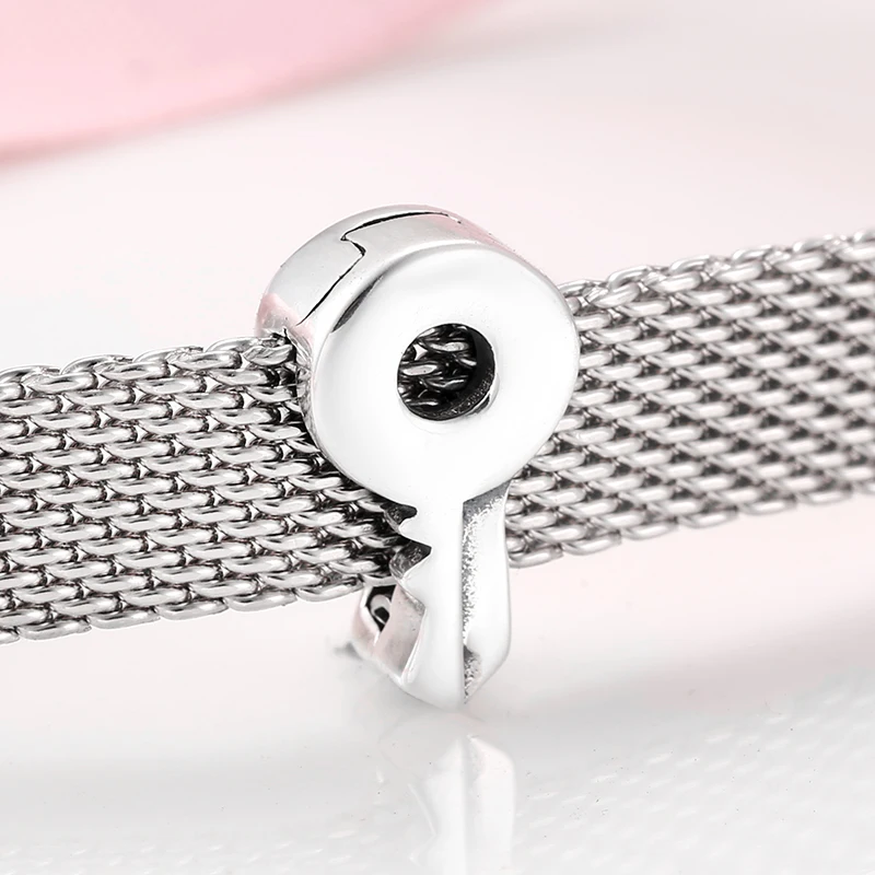 Настоящая Мода 925 пробы серебряный милый маленький ключ Форма клип Бусины Подходят Оригинальное отражение Шарм браслет ювелирных изделий