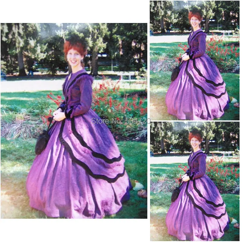 

Historical!R-187 19 century Vintage costume 1860S Victorian Lolita/Civil War Southern Belle Ball Halloween dresses All size