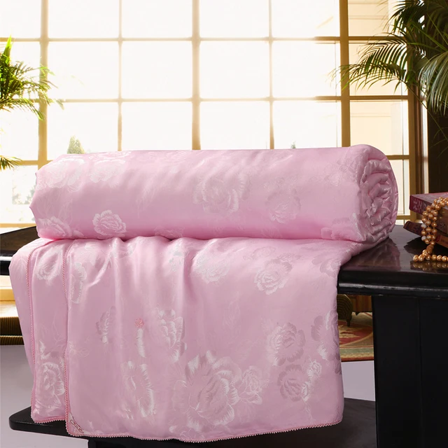 handwork positioning artificial silk quilt air condition thin twin size blanket