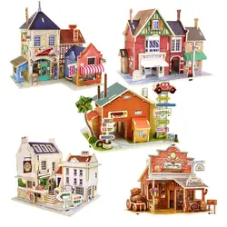 Мульти-типа 3D головоломки дом деревянные строительные игрушка-головоломка дети \ Обучающие игрушки шале хороший подарок