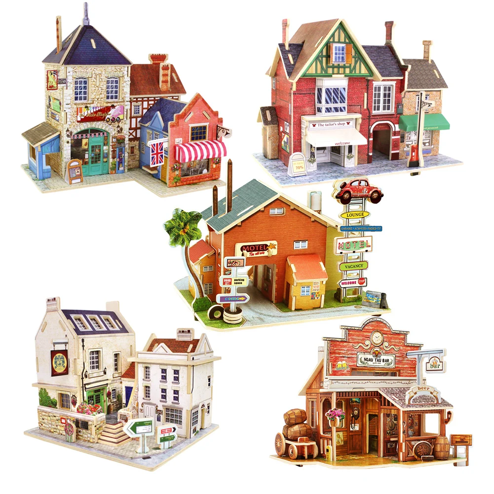 

Multi-type 3D Jigsaw Puzzle House Wooden Building Puzzle Toy Children\'s Educational Toy Chalets Nice Gift