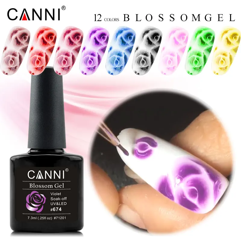 New arrived christmas gift CANNI nail supplies fast to blooming gel nail art soak off led uv 12 colors blossom gel nail polish