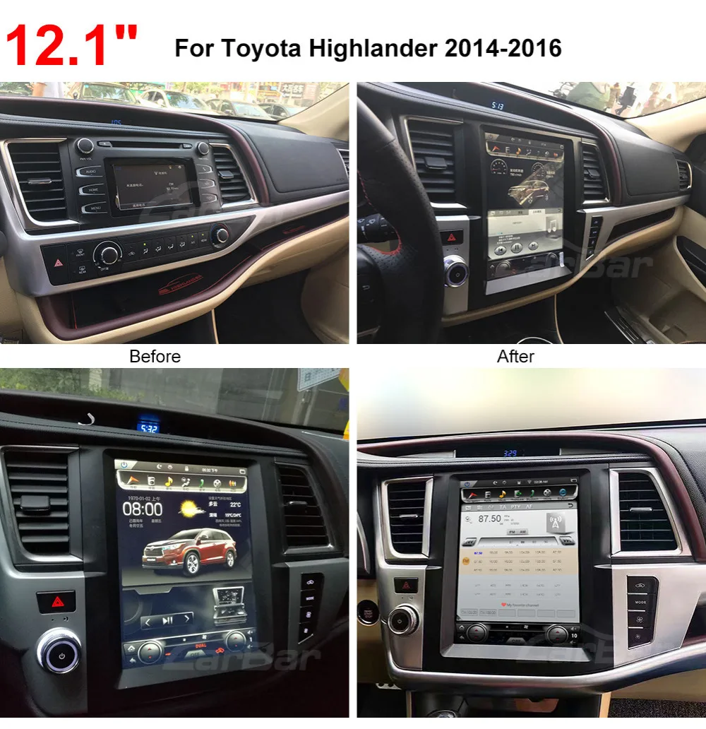 Perfect 12.1" Vertical Screen Tesla Style 1280*800 Android Car DVD Stereo GPS Navigation Radio Player for Toyota Highlander 2014-2016 7 Perfect 12.1" Vertical Screen Tesla Style 1280*800 Android Car DVD Stereo GPS Navigation Radio Player for Toyota Highlander 2014-2016 7