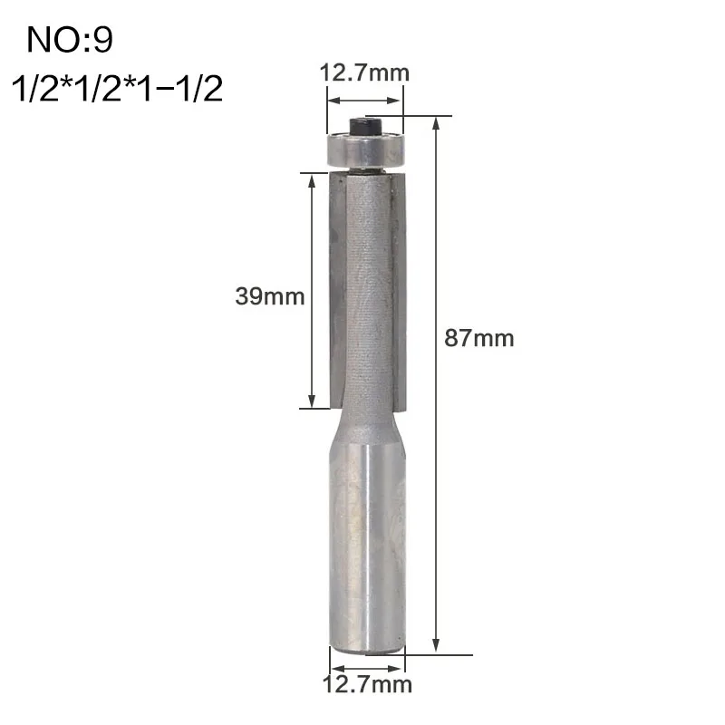 1pcs 1/4" 1/2" Shank Flush Trim Router Bits for wood Trimming Cutters with bearing woodworking tool endmill milling cutter - Длина режущей кромки: NO9