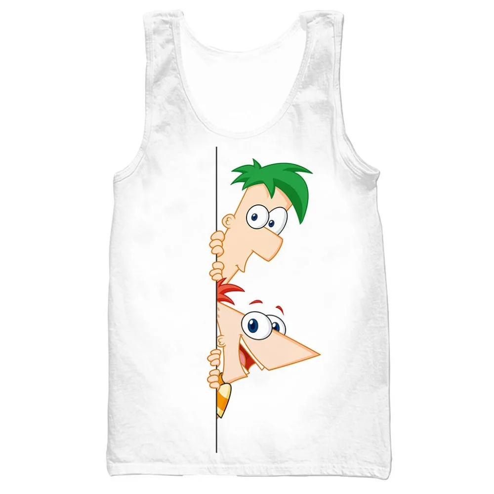 Мультфильм Phineas и Ferb 3D печатных майка для мужчин Мода прохладное лето на бретелях work out женские топы