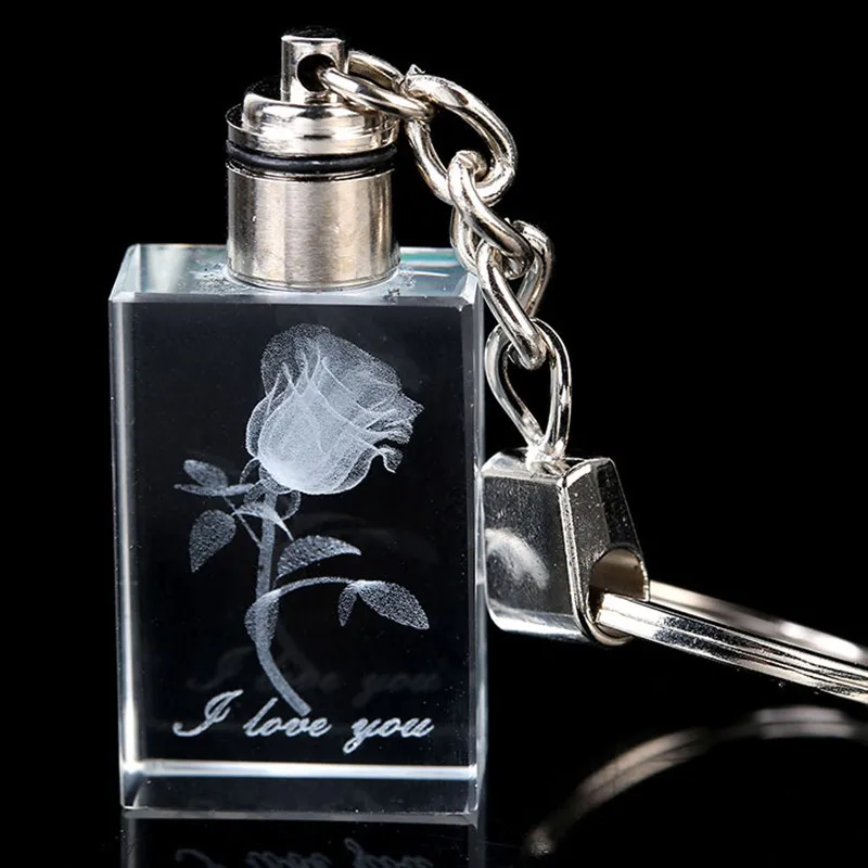 Recuerdo regalo Llavero durazno corazón cristal I LOVE YOU Llavero parejas fiesta luces Led parpadeantes coloridas Chaveiros Llavero