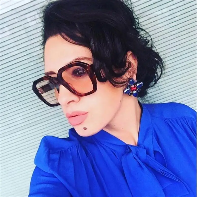 

Retro Square Sunglasses Women 2019 Trendy Brand Designer Oversize Sun Glasses Fashion Female Pink Leopard Shades Oculos Feminino