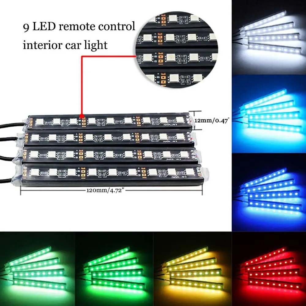 4 шт. автомобильные RGB Светодиодные полосы света светодиодные цвета Стайлинг