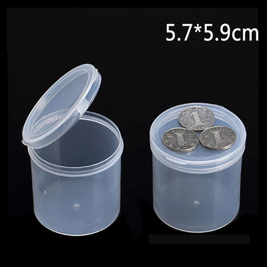 

1pc small round plastic box transparent PP plastic container storage box for Screws jewelry coins earphone electric wires