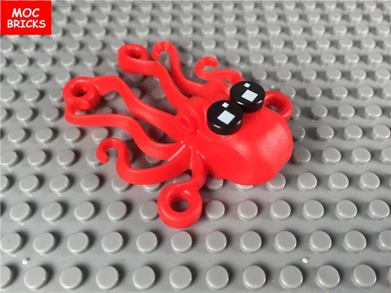 2 шт./лот кубики Moc DIY животное вода Красный осьминог с глазами подходит 6086