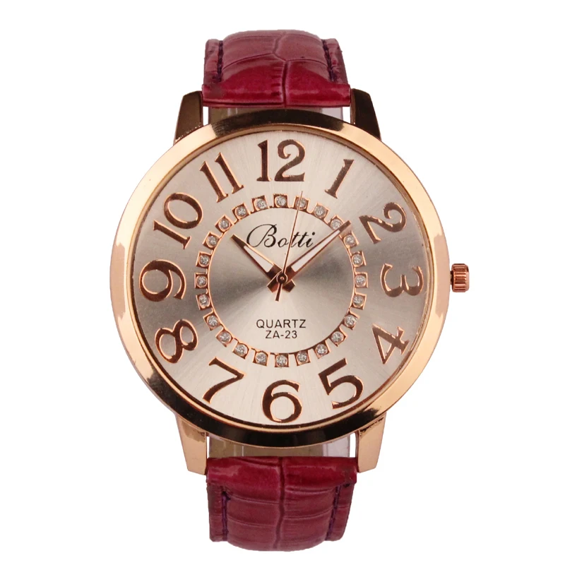 

Womens Fashion Numerals Golden Dial Leather Analog Quartz Watch #2555 Brand New High Quality Luxury Free Shipping