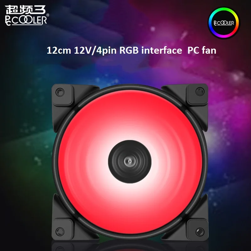 

Pccooler HALO 12cm 12V RGB Case PC Cooling Fan 4pin PWM Quiet Shock absorbing 120mm computer Fan For CPU Cooler Liquid Cooling