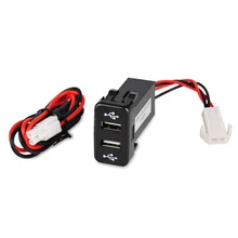 1PC Charger Dual USB Adapter Socket Interface Car 2 Port USB Charger Socket For Toyota for iPhone for Xiaomi Car Phone Charger